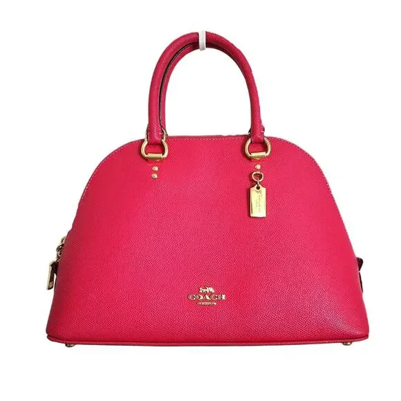 Coach Katy Crossgrain Leather Signature Canvas Logo Strap Dome Satchel - Picture 2 of 13